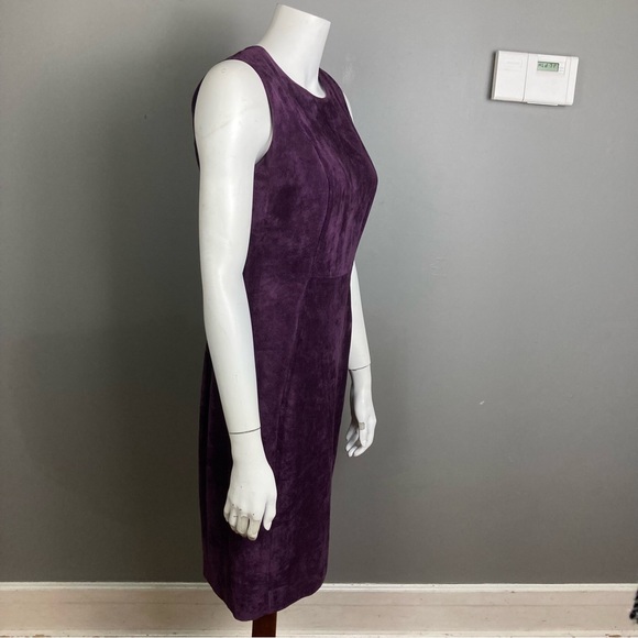 Calvin Klein faux suede / leather dress sheath work office purple size 6 - Picture 8 of 11